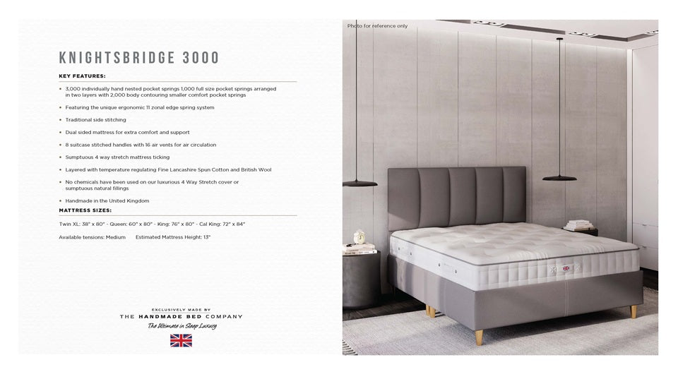 Hand Made Bed Company Mattress Knightsbridge 3000 - All Natural, No Foam, No Chemicals, Two-Sided Mattress - Queen & King