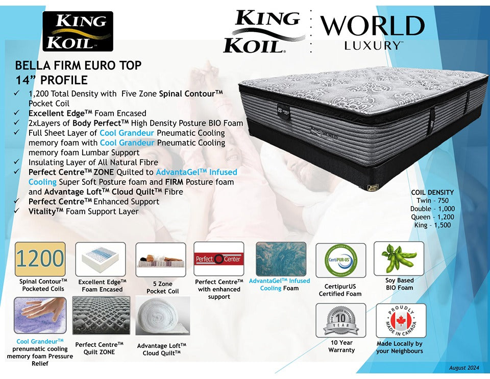 King Koil Mattress Bella Firm Euro Top 14" Mattress by King Koil
