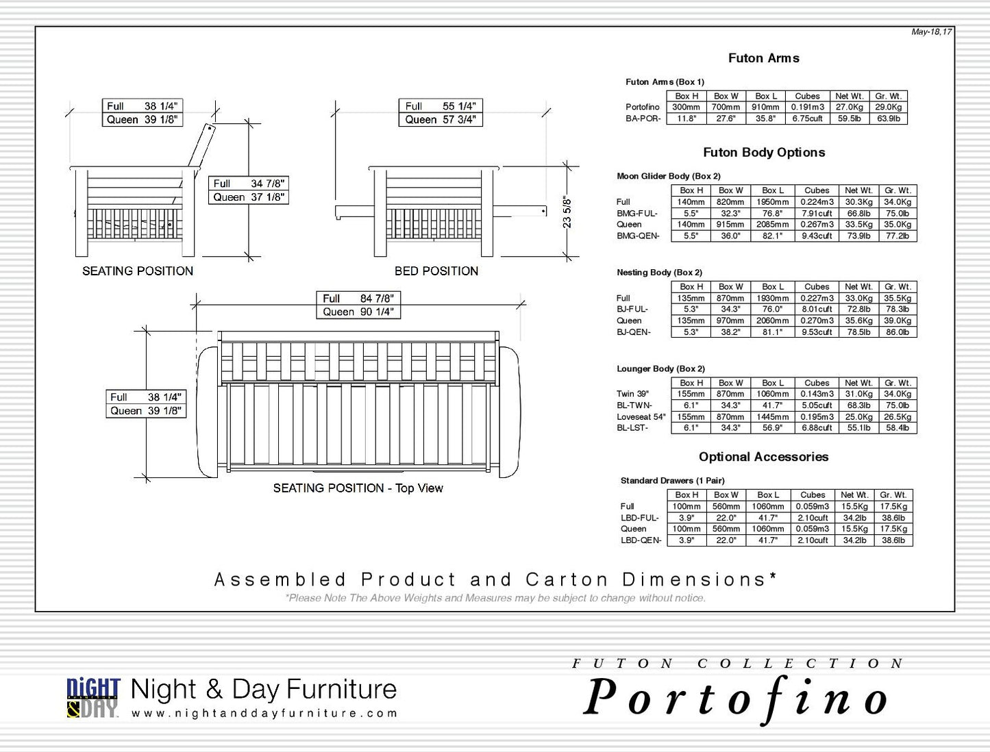 Night and Day Furniture Futons Portofino Futon Frame with Canadian Made Mattress