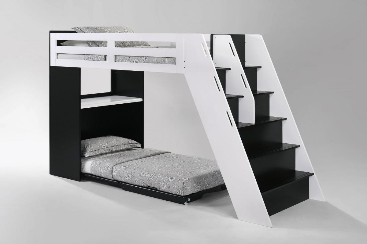 Night and Day Furniture Kids Bedroom Furniture White / Black Galaxy Loft Bunk Bed - All Colours