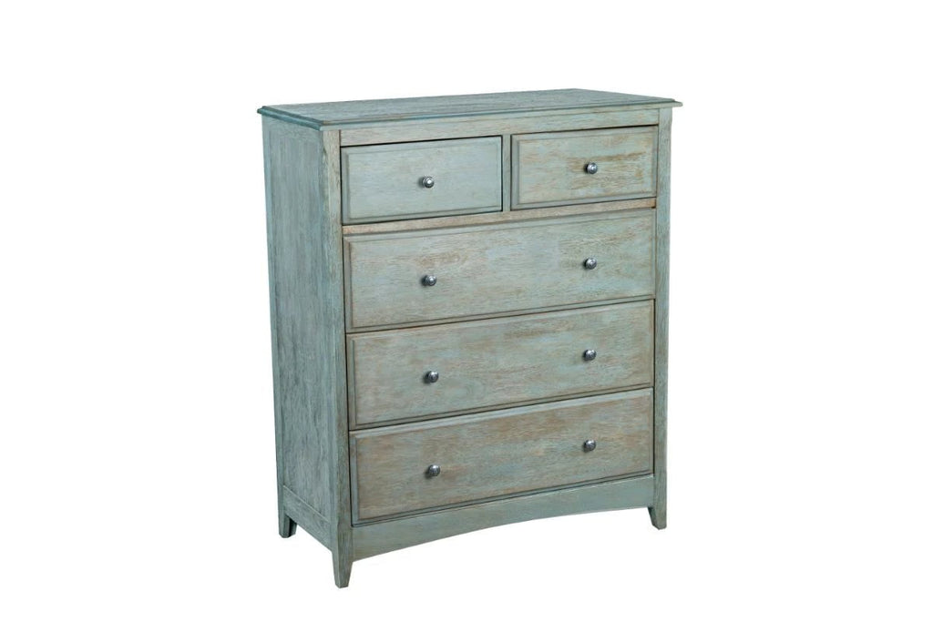 Night and Day Furniture Bedroom Antique Blue Secrets 5 Drawer Chest - Many Colors To Choose From