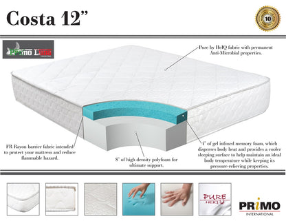 Best Sleep Centre Inc. Costa 12" Gel Foam Mattress Queen Only
