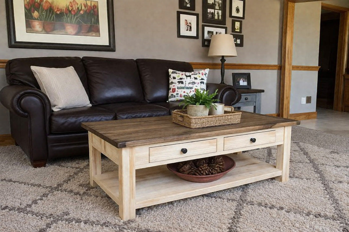 Best Sleep Centre Inc. Natural / Black Stain Pine Coffee Table - 48" x 21"