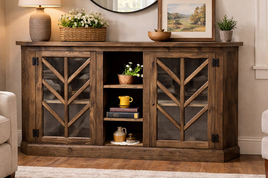 Best Sleep Centre Inc. Amish Feathered Window Corner Sideboard