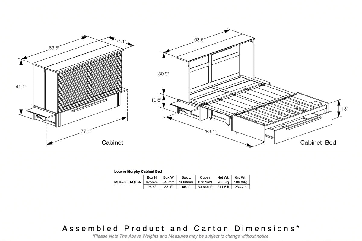 Best Sleep Centre Inc. Murphy Cabinet Beds Louvre Murphy Cabinet Bed - Queen (2 Colours)