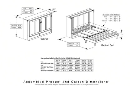 Best Sleep Centre Inc. Murphy Cabinet Beds Express Murphy Cabinet Bed - Queen Size (2 Colours)