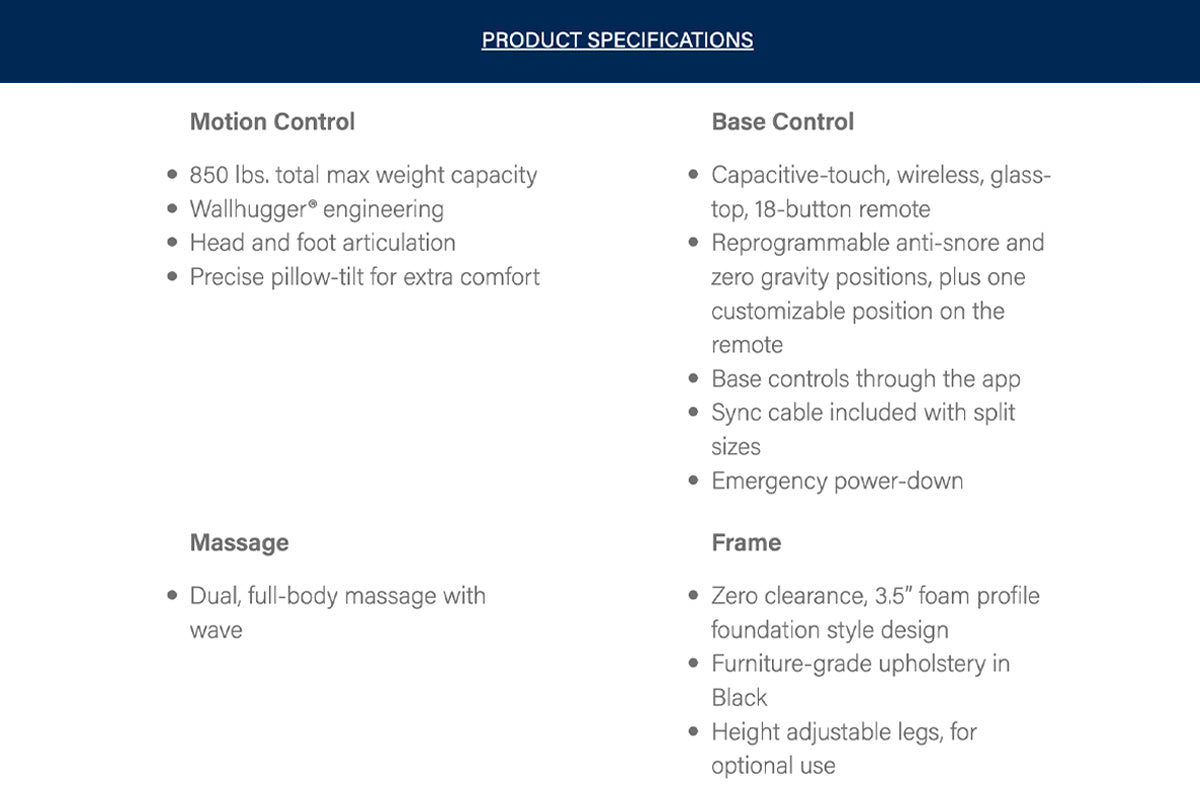 Best Sleep Electric Adjustable Beds Prodigy Lumbar 2.0 Queen Lifestyle Adjustable Base