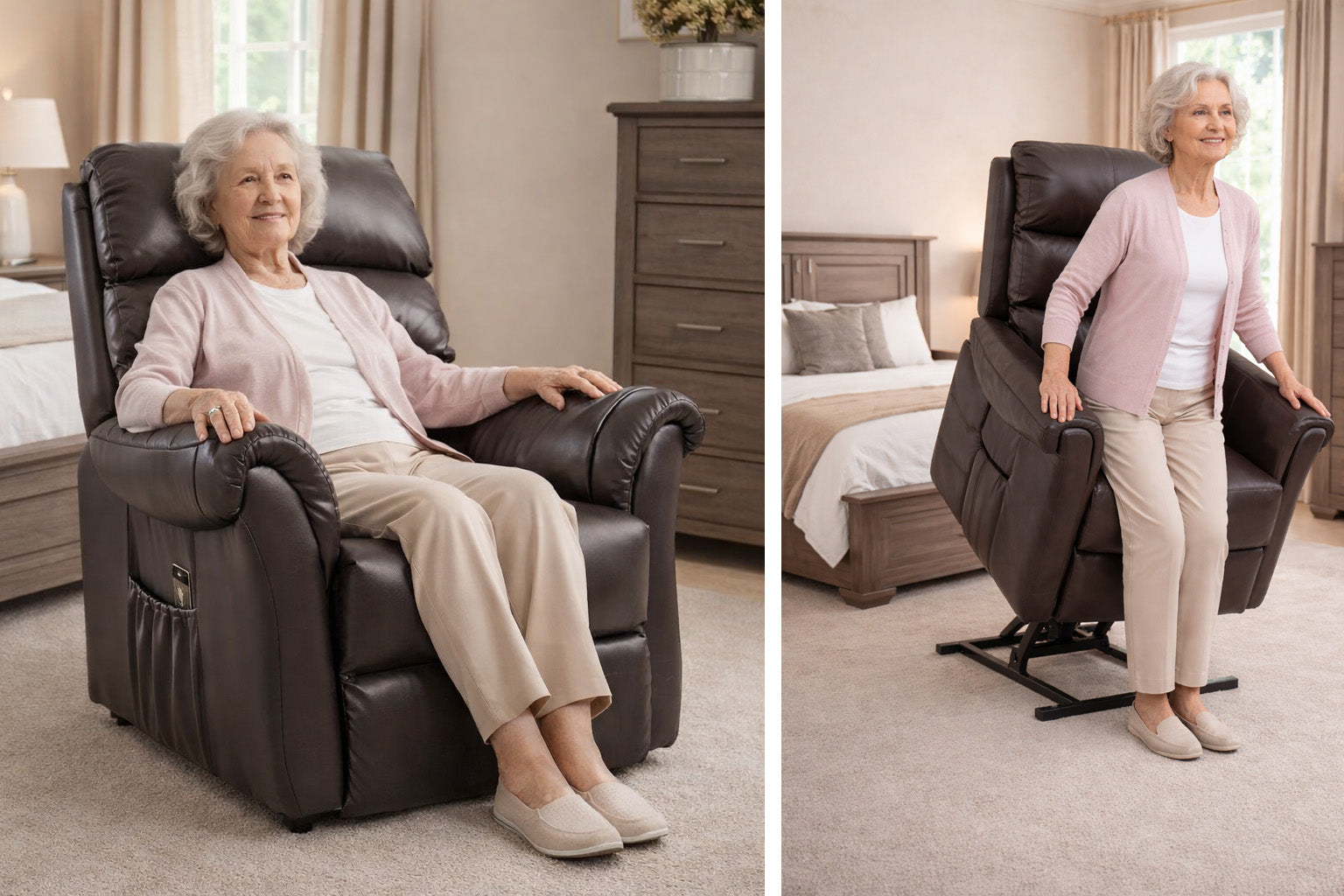 Best Sleep Lift Chair Bonded Leather Dark Brown Fresna Lift Chair