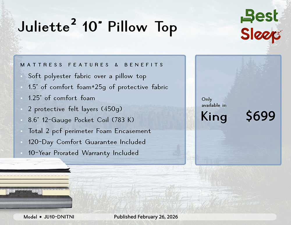 Best Sleep Mattress King / Mattress Only Juliette 2 10-inch Pillow Top King Only