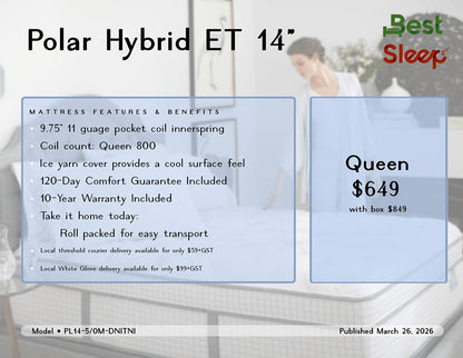 Best Sleep Mattress Polar Hybrid 14 in. Mattress