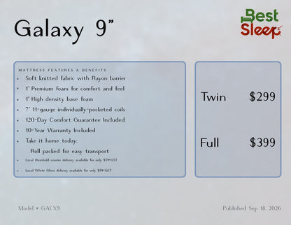 Best Sleep Mattress Galaxy 9"