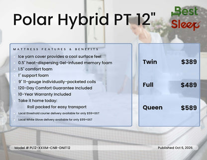 Best Sleep Mattress Polar Hybrid 12 in. Pillow Top Pocket coil Bed In A Box