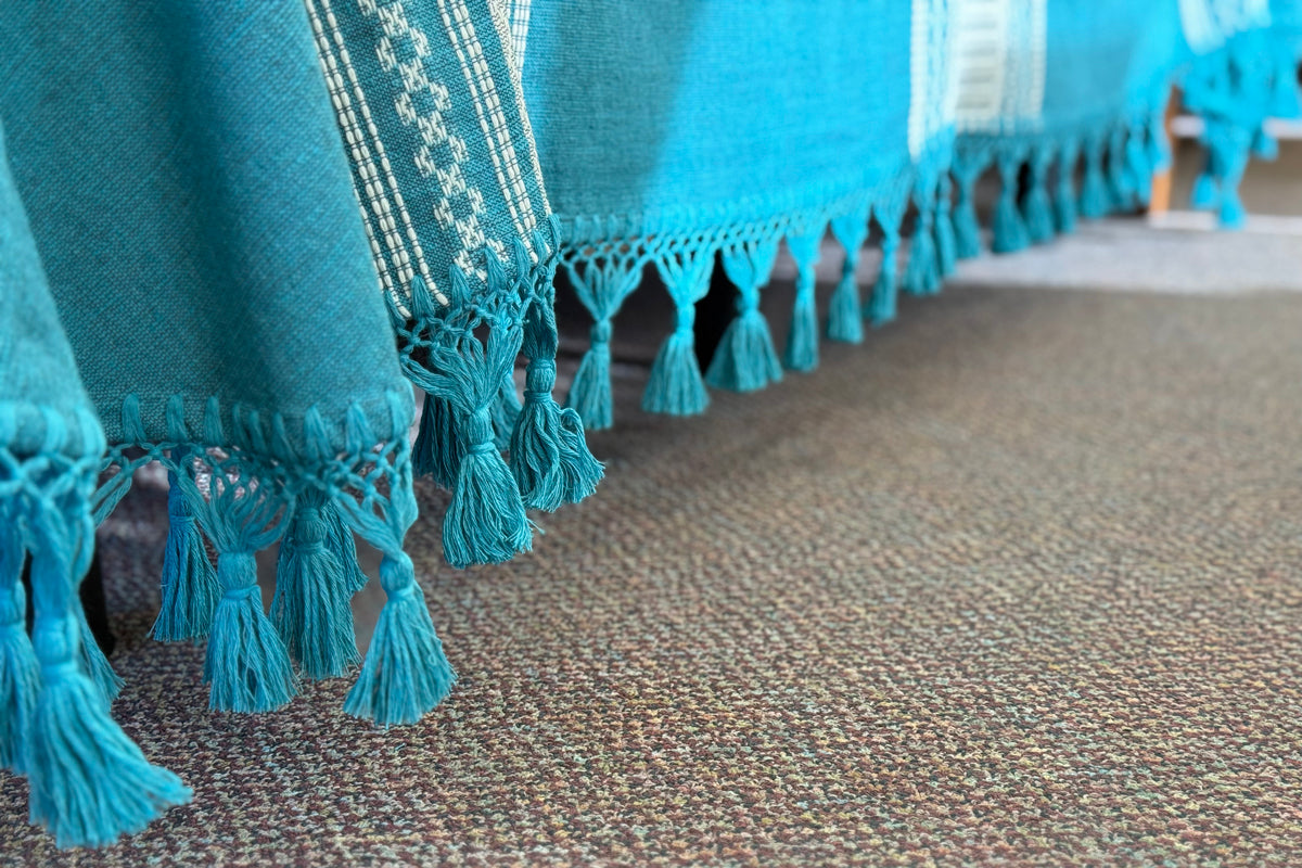 Biuluz Telar Sleep Accessories Traditional Oaxacan Artisan Bedspread - Hand-Crafted, Loom Spun - Turquoise