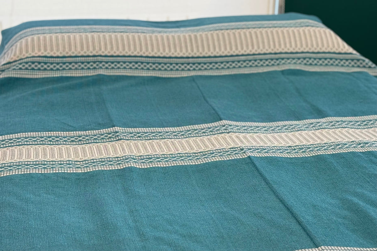 Biuluz Telar Sleep Accessories Traditional Oaxacan Artisan Bedspread - Hand-Crafted, Loom Spun - Turquoise