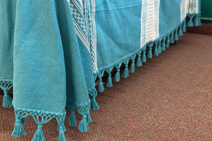 Biuluz Telar Sleep Accessories Traditional Oaxacan Artisan Bedspread - Hand-Crafted, Loom Spun - Turquoise