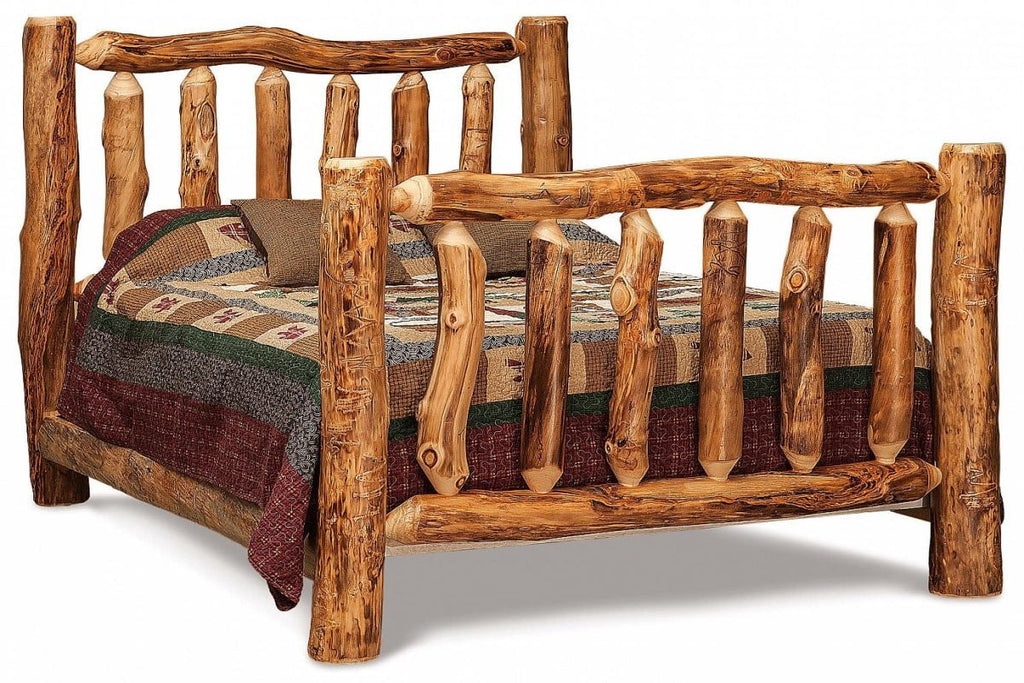 Fireside Log Furniture Bedroom Amish Lodge Pole Aspen Queen Extra High Bed