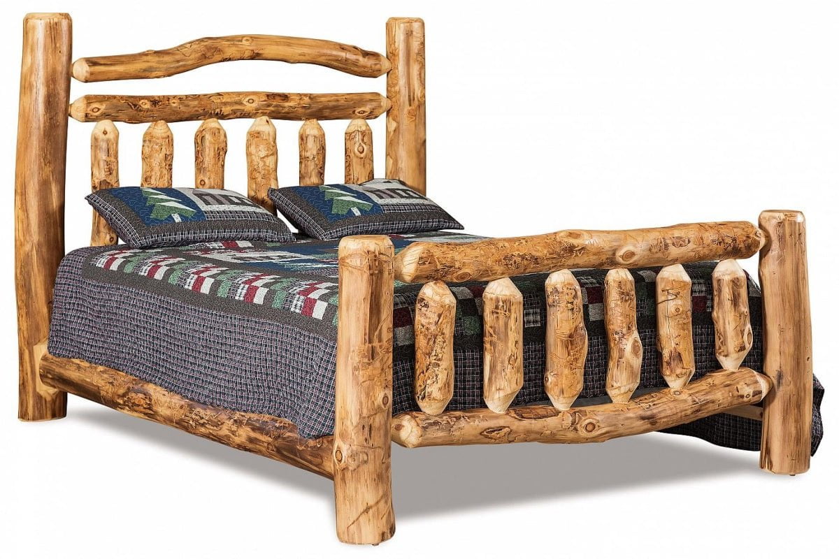 Fireside Log Furniture Bedroom Amish Lodge Pole Aspen Queen Extra Rail Headboard Bed