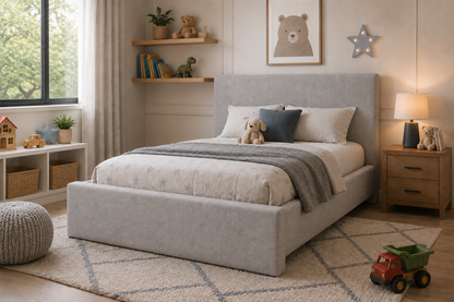 Julien Beaudoin Upholstered Fabric Beds Ennis Upholstered Kids Fabric Platform Bed with Absolute Footboard (No Boxspring Required)