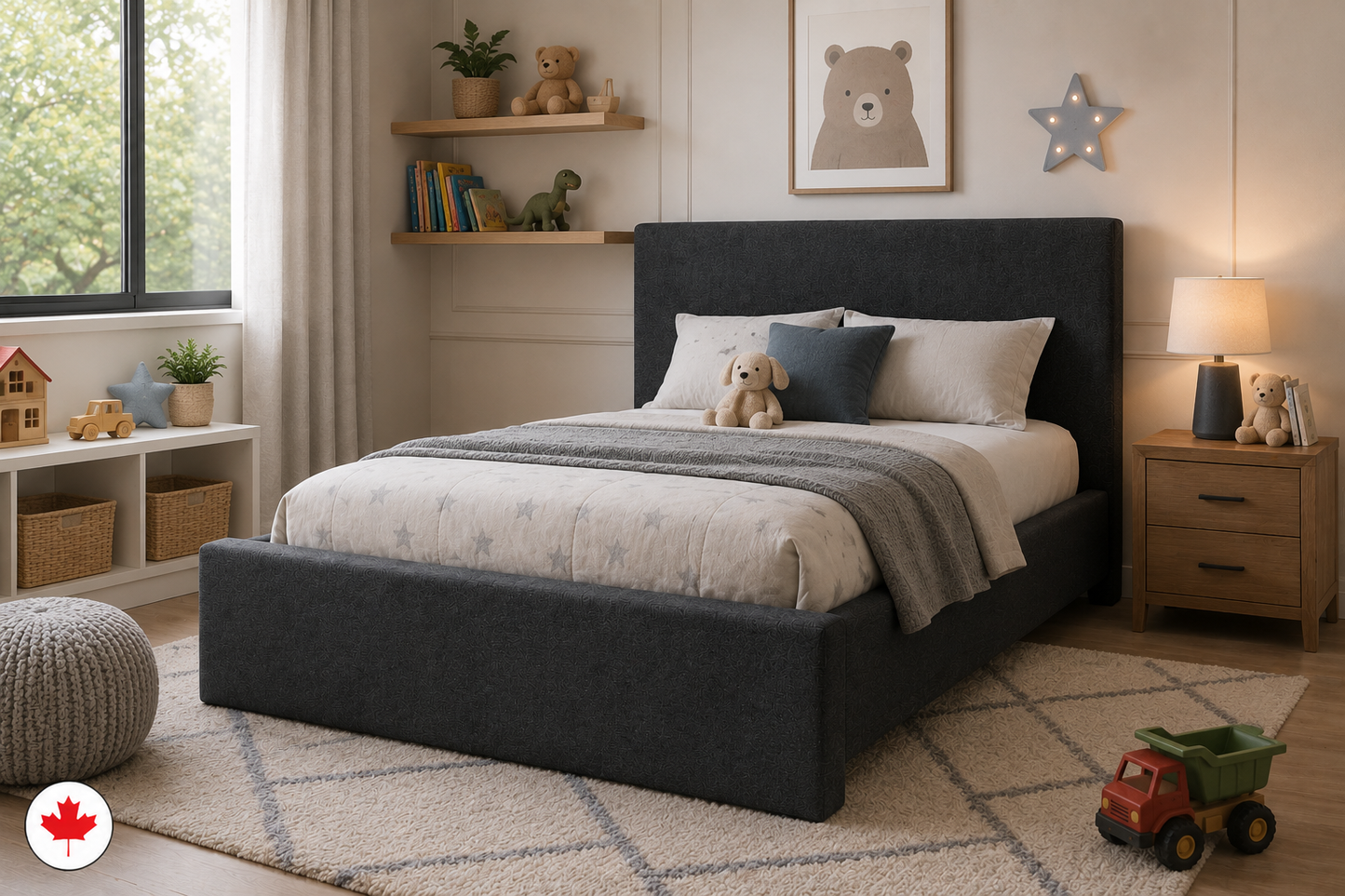 Julien Beaudoin Upholstered Fabric Beds Ennis Upholstered Kids Fabric Platform Bed with Absolute Footboard (No Boxspring Required)
