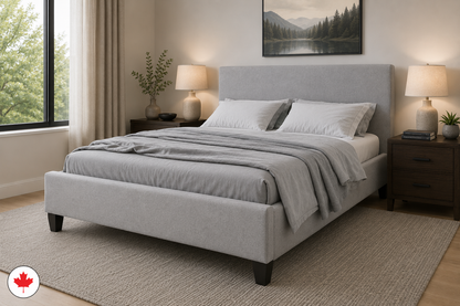 Julien Beaudoin Upholstered Fabric Beds Ennis Upholstered Fabric Platform Bed with Woodland Footboard (Boxspring Required)