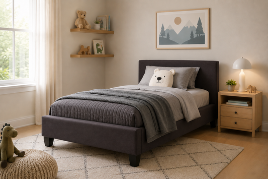Julien Beaudoin Upholstered Fabric Beds Ennis Upholstered Kids Fabric Platform Bed with Woodland Footboard (Boxspring Required)