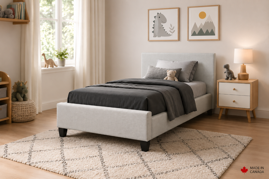 Julien Beaudoin Upholstered Fabric Beds Ennis Upholstered Kids Fabric Platform Bed with Woodland Footboard (Boxspring Required)