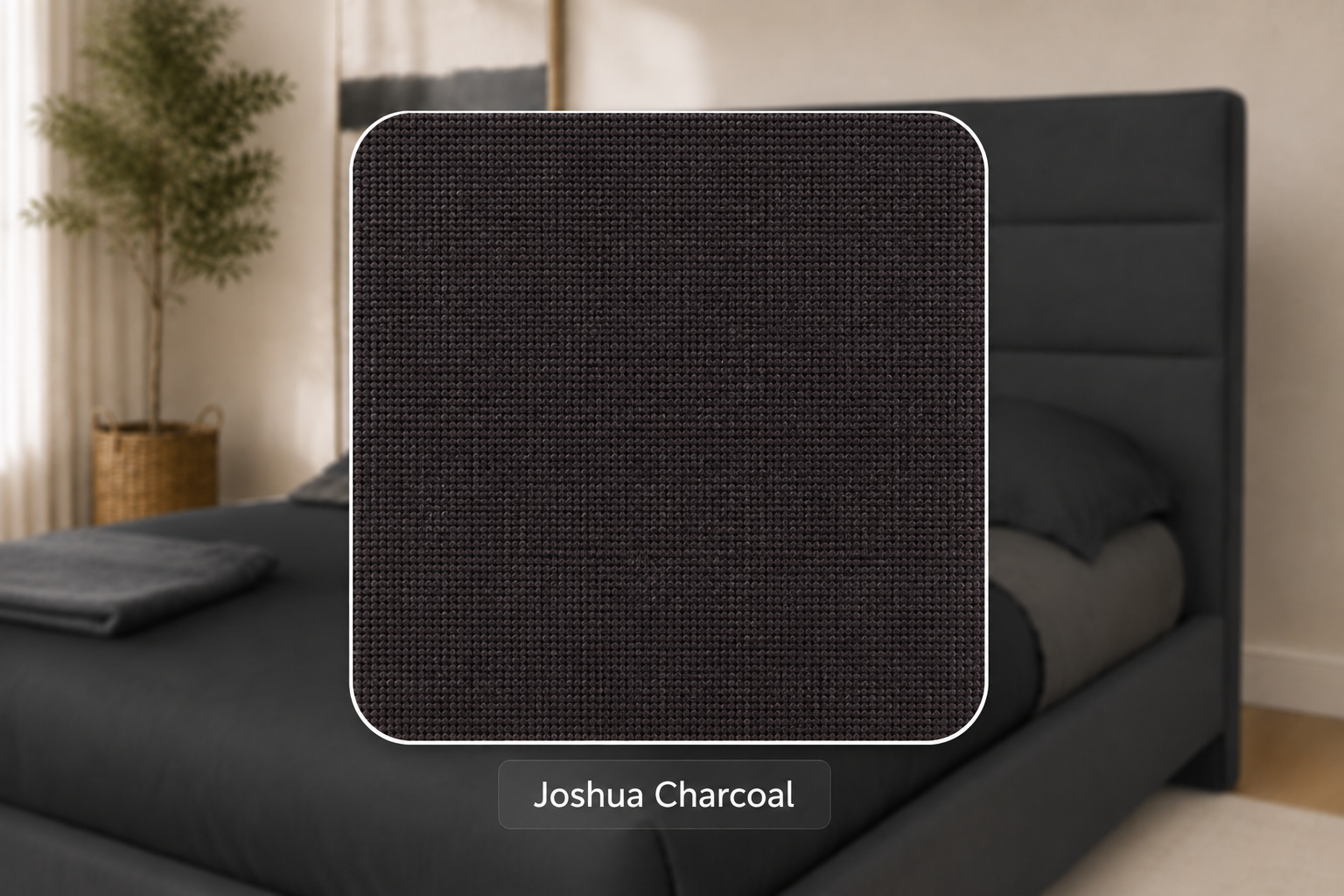 Julien Beaudoin Upholstered Fabric Beds Queen / Joshua Charcoal Adam Upholstered Platform Bed, Absolute Footboard (No Boxspring Required)