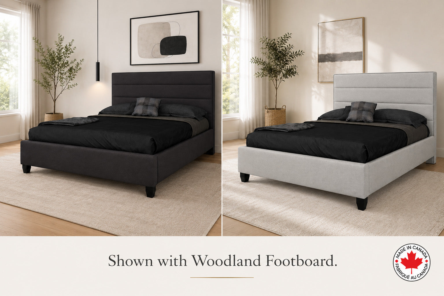 Julien Beaudoin Upholstered Fabric Beds Twin / Woodland footboard Adelaide Upholstered Bed – Box Spring Required | Multiple Fabric Colours