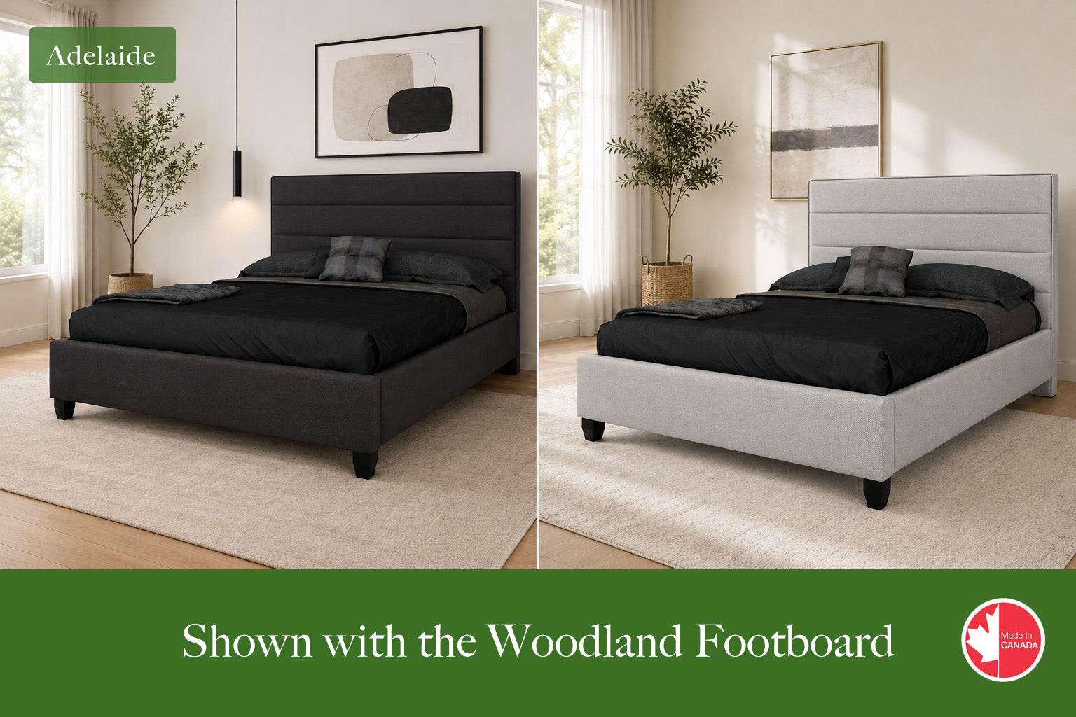 Julien Beaudoin Upholstered Fabric Beds Adelaide Upholstered Platform Bed – Box Spring Required | Multiple Fabric Colours