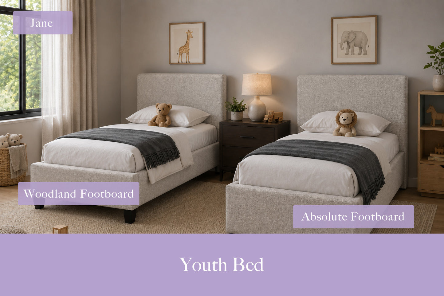 Julien Beaudoin Upholstered Fabric Beds Twin / Woodland / Yates 84 Jane Upholstered Kids Platform Bed - No Boxspring Required | Multiple Fabric Colours