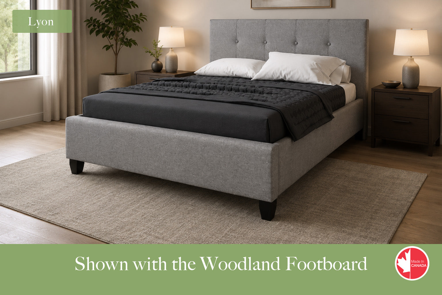 Julien Beaudoin Upholstered Fabric Beds Twin / Woodland footboard / Yates 84 Lyon Upholstered Platform Bed – No Box Spring Required | Multiple Fabric Colours