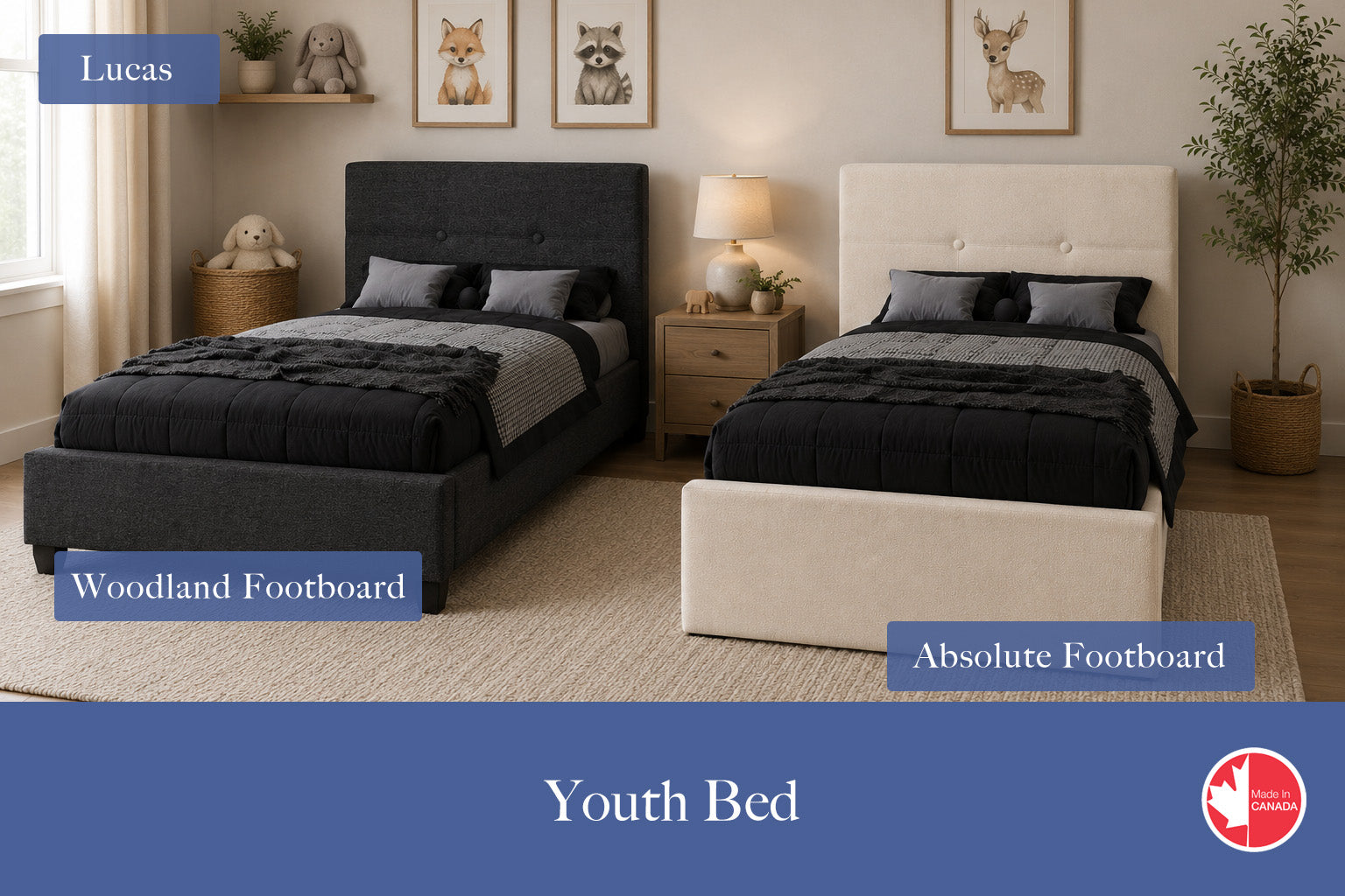 Julien Beaudoin Upholstered Fabric Beds Twin / Woodland / Yates 84 Lucas Upholstered Kids Platform Bed - No Box Spring Required | Multiple Fabric Colours