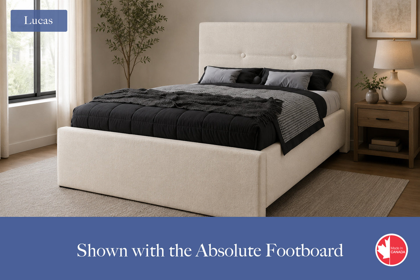Julien Beaudoin Upholstered Fabric Beds Twin / Absolute footboard / Yates 84 Lucas Upholstered Platform Bed – No Box Spring Required | Multiple Fabric Colours