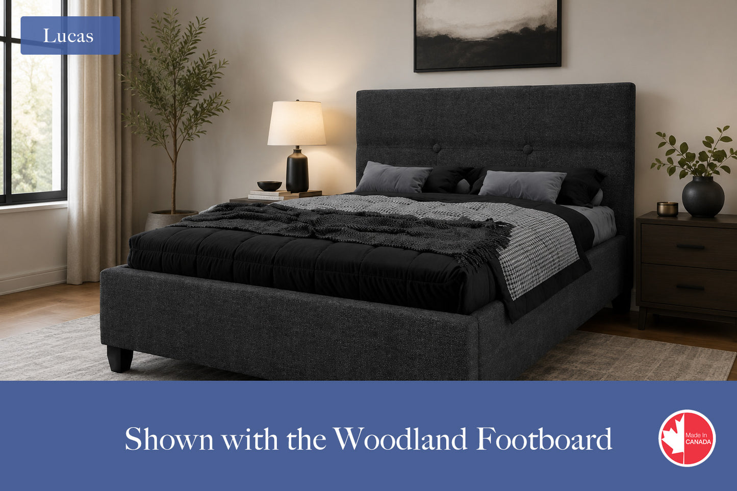 Julien Beaudoin Upholstered Fabric Beds Twin / Woodland footboard / Yates 84 Lucas Upholstered Platform Bed – No Box Spring Required | Multiple Fabric Colours