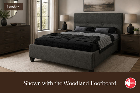 Julien Beaudoin Upholstered Fabric Beds Twin / Woodland footboard / Yates 84 London Upholstered Platform Bed – No Box Spring Required | Multiple Fabric Colours