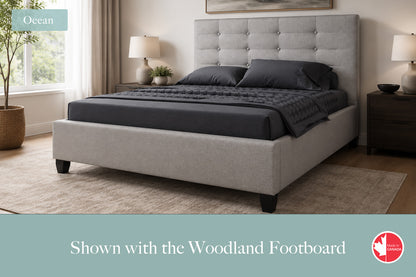 Julien Beaudoin Upholstered Fabric Beds Twin / Woodland footboard / Yates 84 Ocean Upholstered Platform Bed – No Box Spring Required | Multiple Fabric Colours