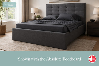 Julien Beaudoin Upholstered Fabric Beds Twin / Absolute footboard / Yates 84 Ocean Upholstered Platform Bed – No Box Spring Required | Multiple Fabric Colours