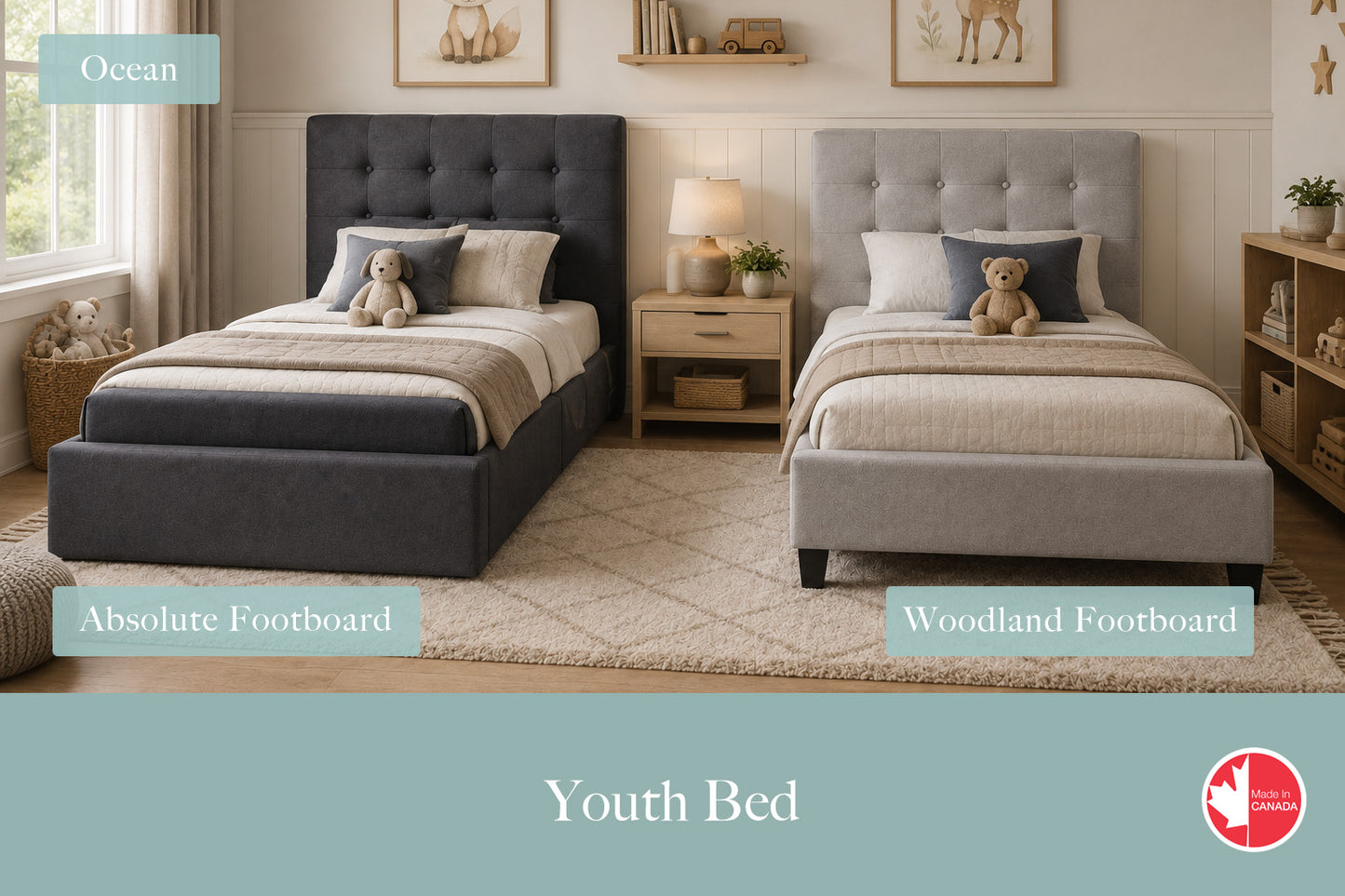 Julien Beaudoin Upholstered Fabric Beds Ocean Upholstered Kids Platform Bed – No Box Spring Required | Multiple Fabric Colours