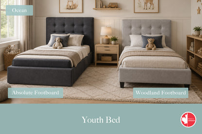 Julien Beaudoin Upholstered Fabric Beds Ocean Upholstered Kids Platform Bed – No Box Spring Required | Multiple Fabric Colours