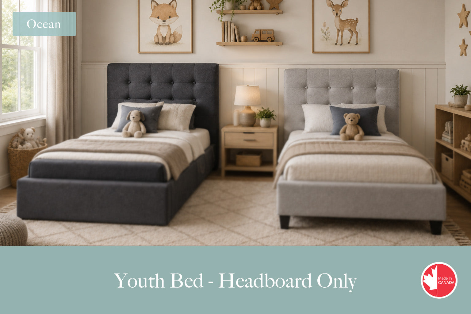 Julien Beaudoin Upholstered Fabric Beds Twin / Yates 84 Ocean Upholstered Kids Headboard Only | Multiple Fabric Colours