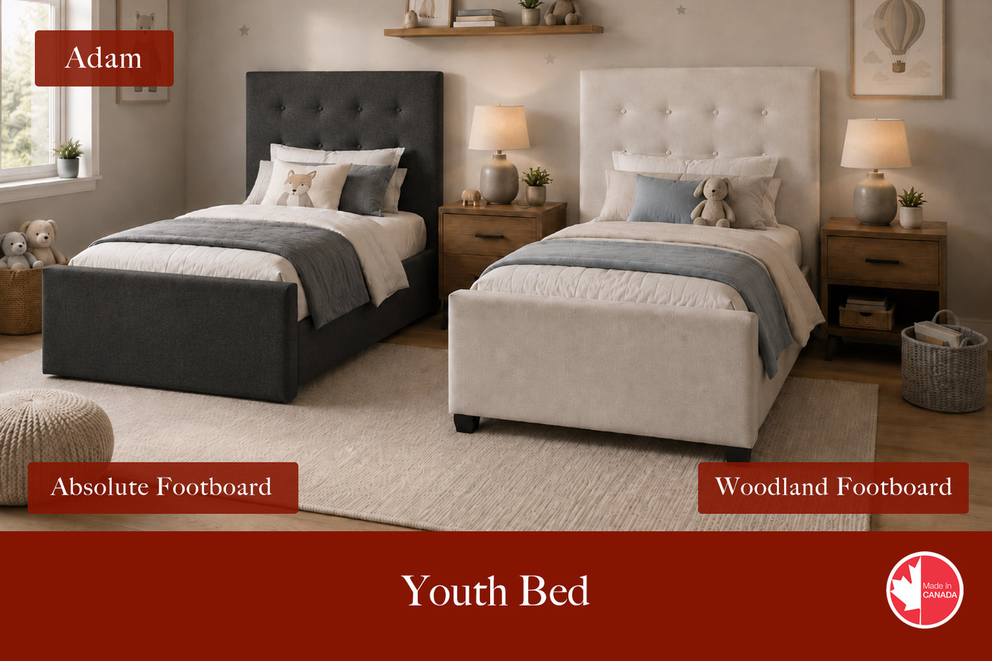 Julien Beaudoin Upholstered Fabric Beds Adam  Upholstered Kids Platform Bed - Box Spring Required | Multiple Fabric Colours