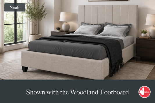 Julien Beaudoin Upholstered Fabric Beds Twin / Woodland footboard / Yates 84 Noah Upholstered Platform Bed – No Box Spring Required | Multiple Fabric Colours