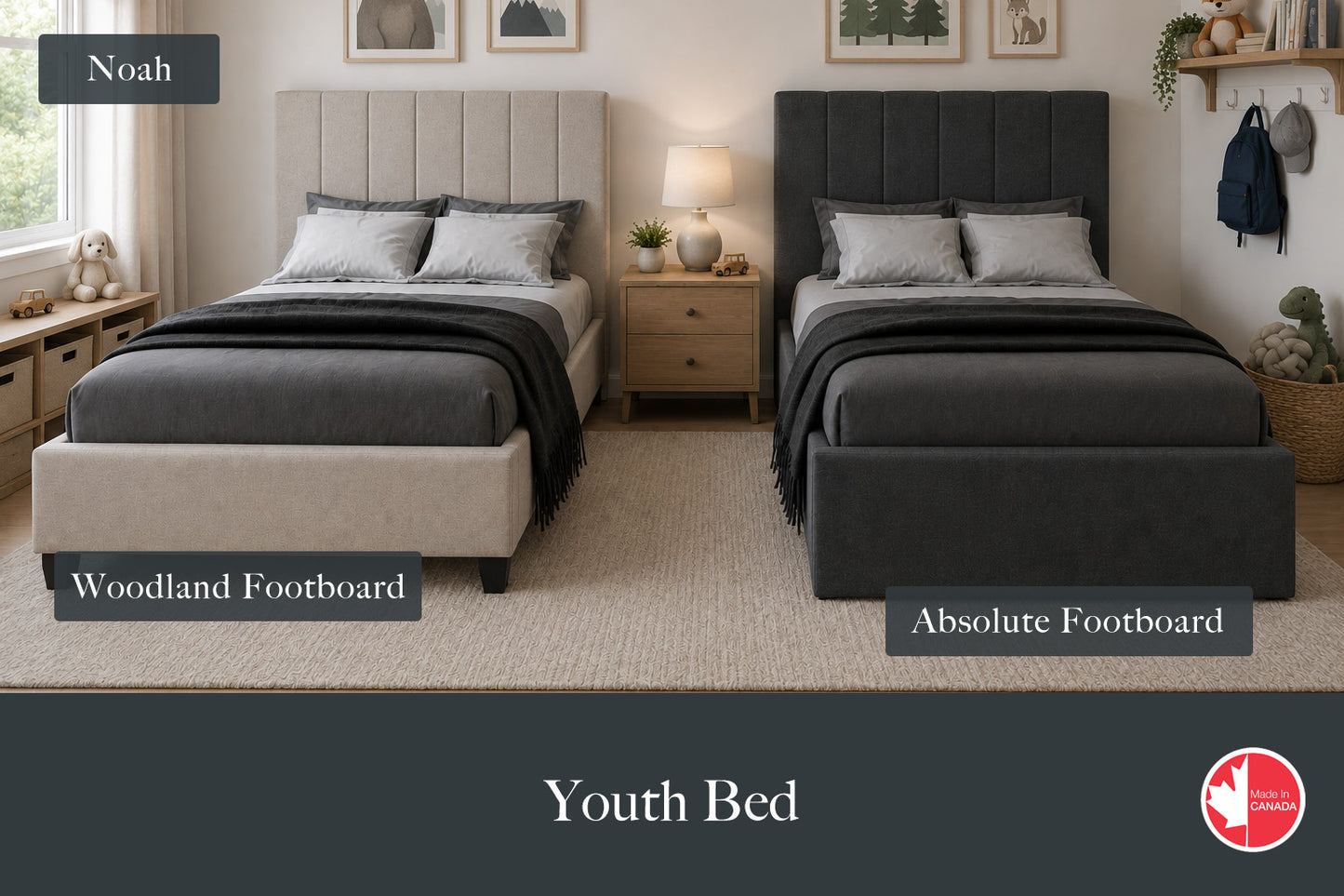 Julien Beaudoin Upholstered Fabric Beds Twin / Woodland / Yates 84 Noah Upholstered Kids Platform Bed – No Box Spring Required | Multiple Fabric Colours