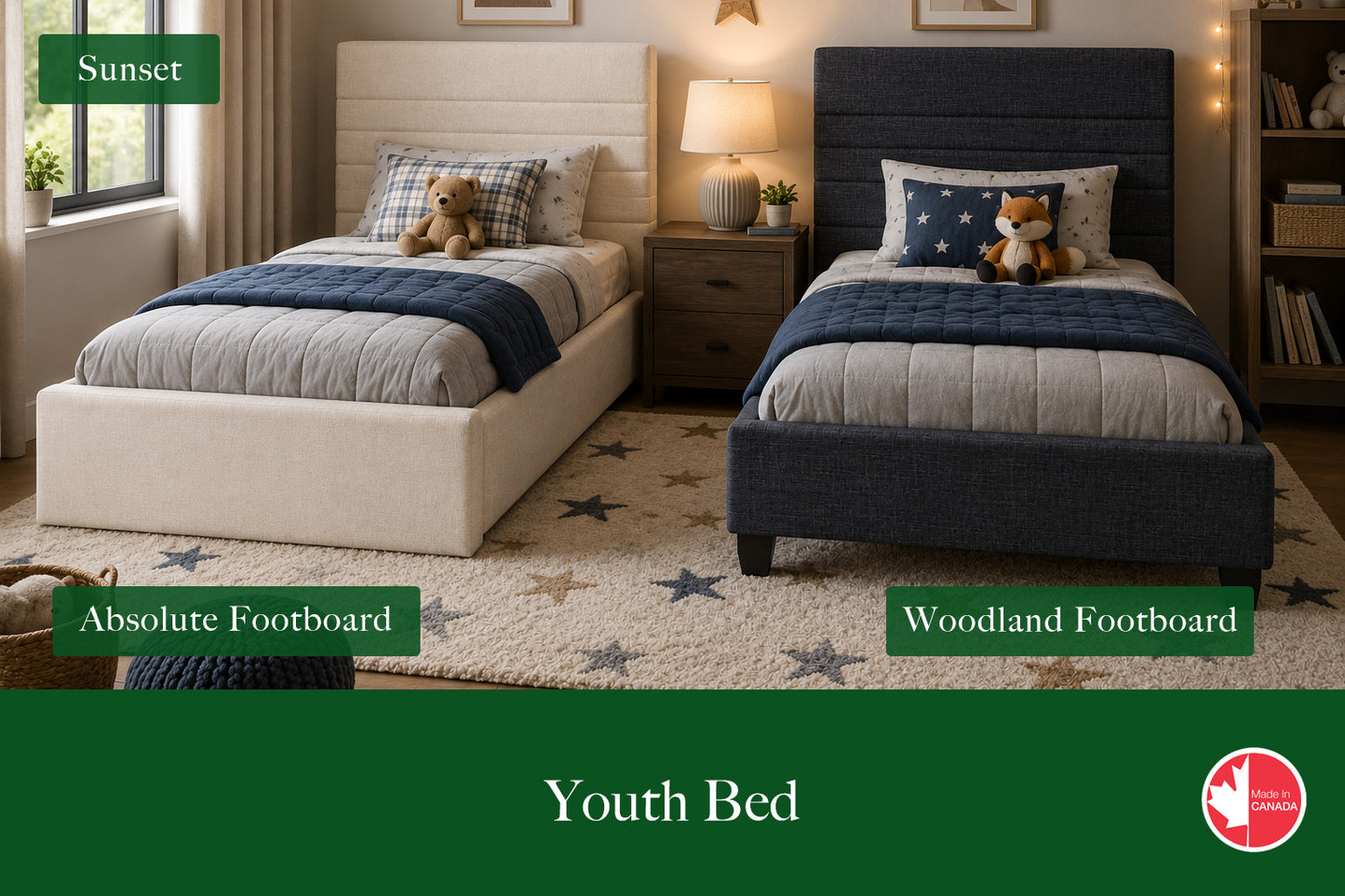 Julien Beaudoin Upholstered Fabric Beds Twin / Woodland / Yates 84 Sunset Upholstered Kids Platform Bed – No Box Spring Required | Multiple Fabric Colours