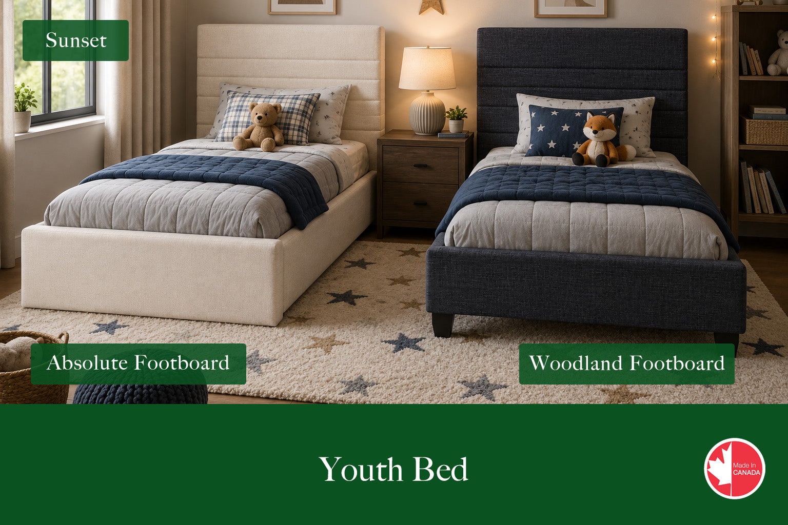 Julien Beaudoin Upholstered Fabric Beds Twin / Woodland / Yates 84 Sunset Upholstered Kids Platform Bed – No Box Spring Required | Multiple Fabric Colours