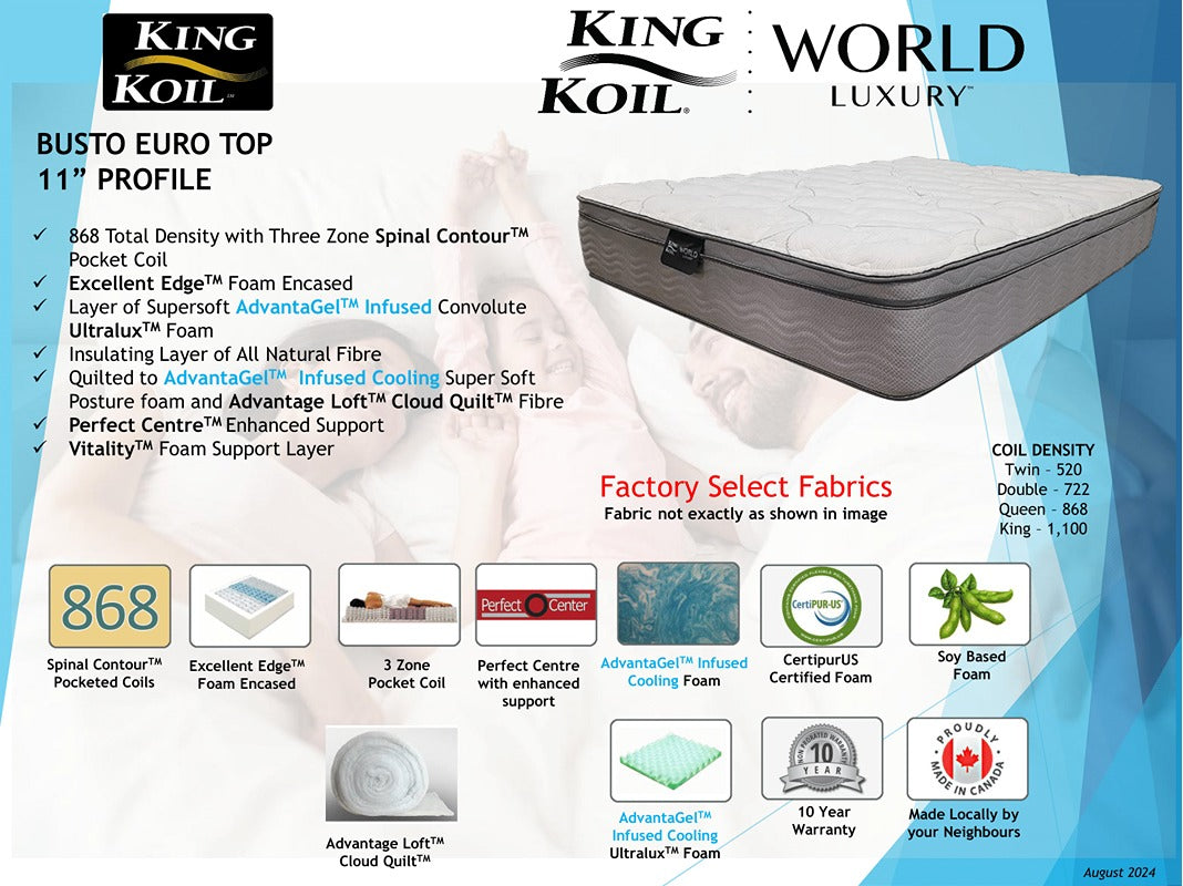 King Koil Mattress Busto Euro Top 11"