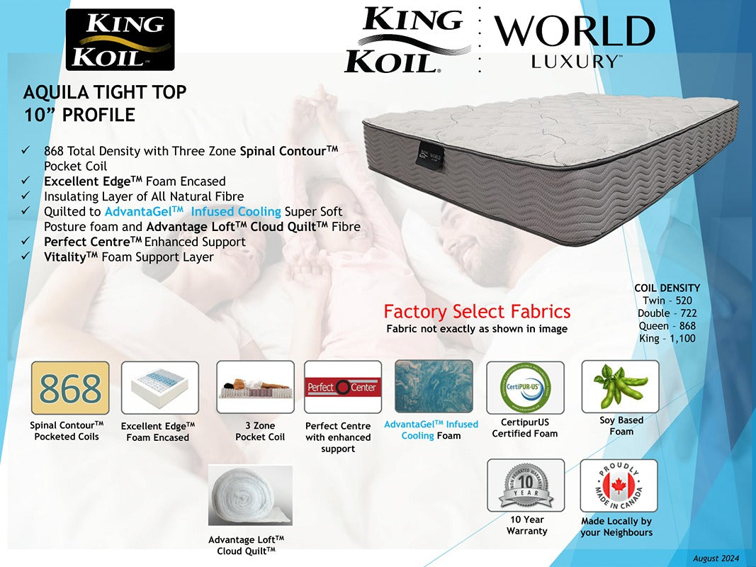 King Koil Mattress Aquila Tight Top 10"