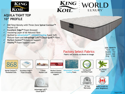 King Koil Mattress Aquila Tight Top 10"