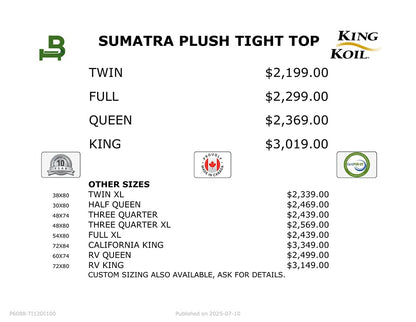 King Koil Mattress Sumatra Plush Tight Top 13"