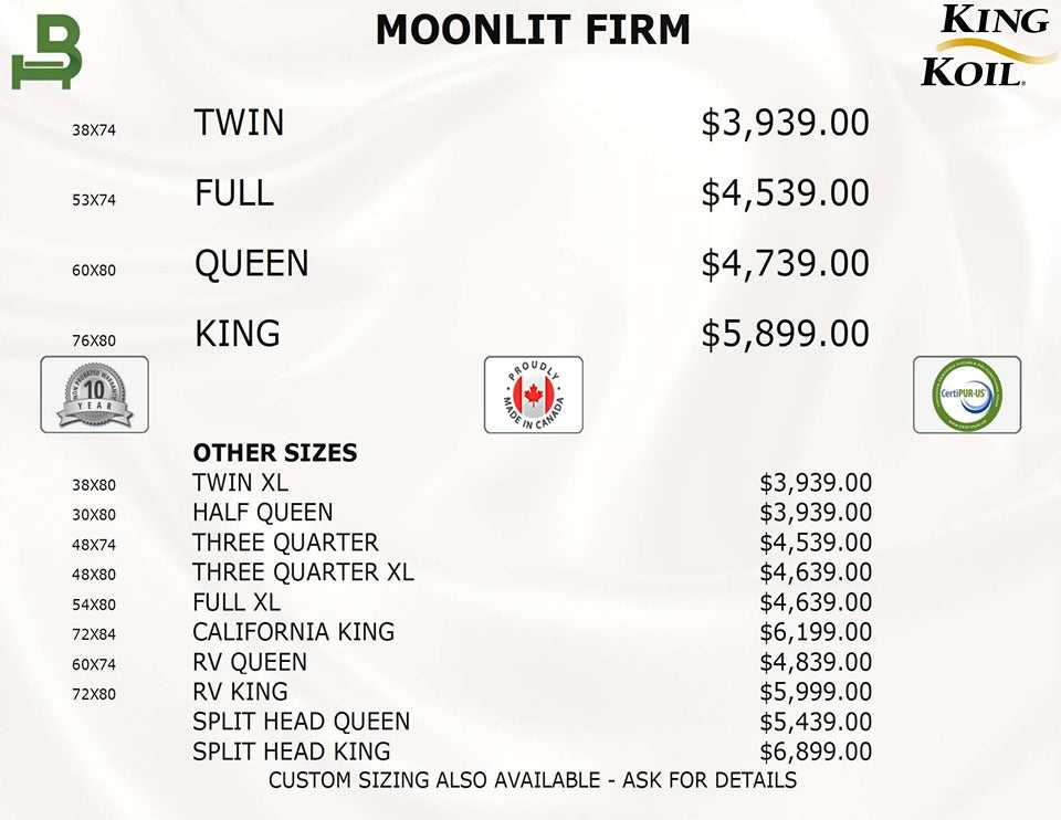 King Koil Mattress Moonlit Tight Top Firm 14"